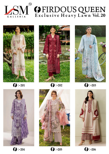 Firdous Queen Vol 20 Lsm Galleria Lawn Cotton Karachi Salwar Suits Supplier