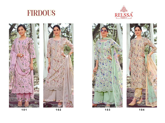 Firdous Relssa Fabrics Cotton Plazzo Style Suits