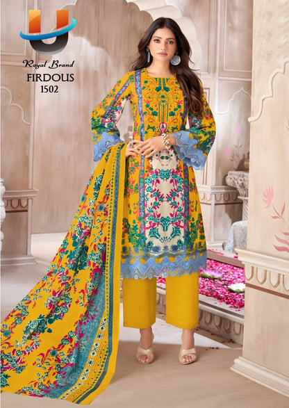 Firdous Vol 15 Royal Brand Cotton Karachi Salwar Suits Wholesaler Ahmedabad