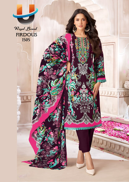 Firdous Vol 15 Royal Brand Cotton Karachi Salwar Suits Wholesaler Ahmedabad