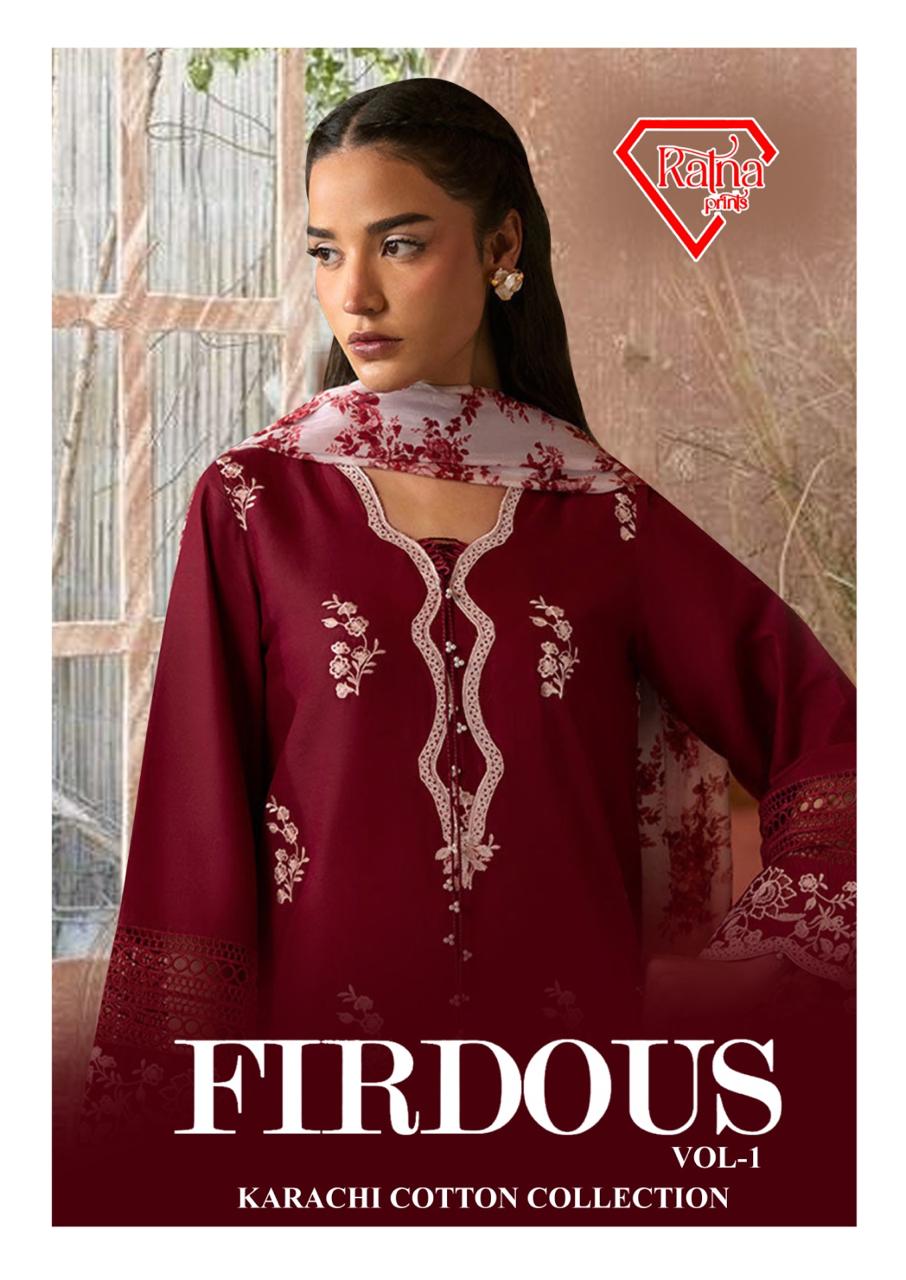 Firdous Vol 1 Ratna Prints Heavy Cotton Karachi Readymade Suits Wholesale Rate