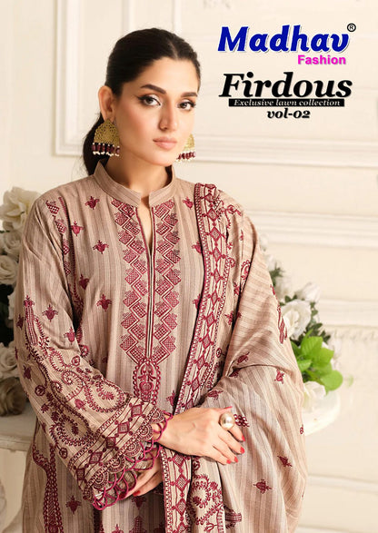 Firdous Vol 2 Madhav Fashion Lawn Cotton Karachi Salwar Suits Supplier