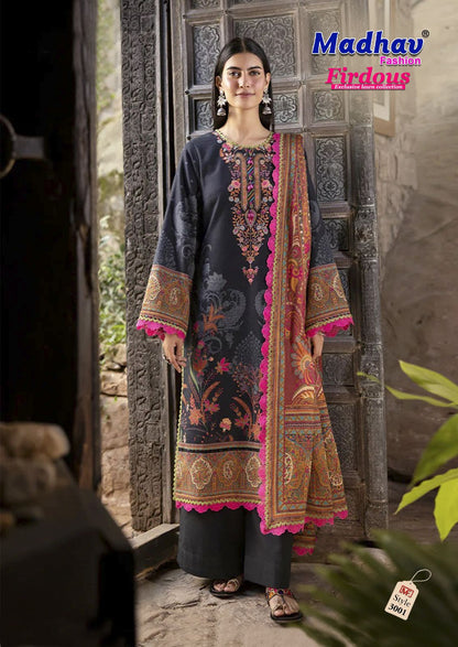 Firdous Vol 3 Madhav Fashion Cotton Lawn Karachi Salwar Suits Wholesale Price