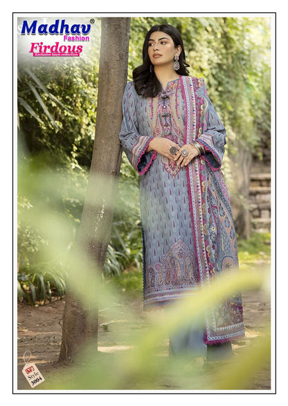Firdous Vol 3 Madhav Fashion Cotton Lawn Karachi Salwar Suits Wholesale Price