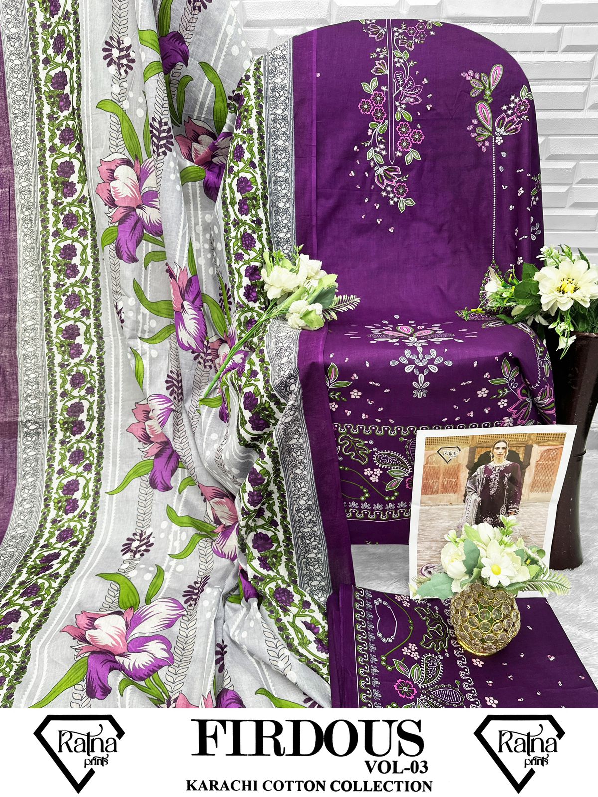 Firdous Vol 3 Ratna Prints Cotton Karachi Salwar Suits Wholesaler