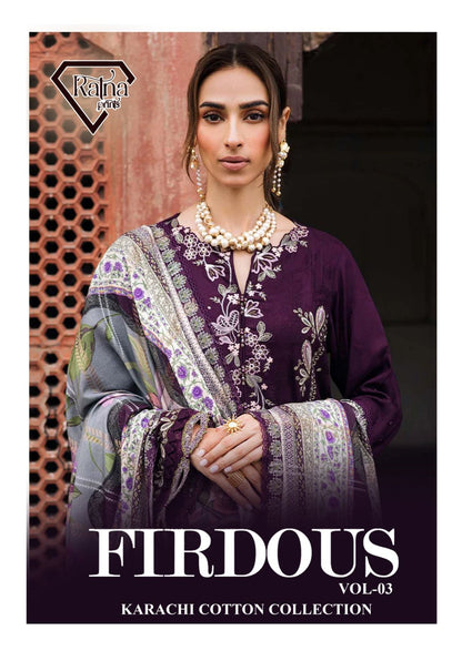 Firdous Vol 3 Ratna Prints Cotton Karachi Salwar Suits Wholesaler