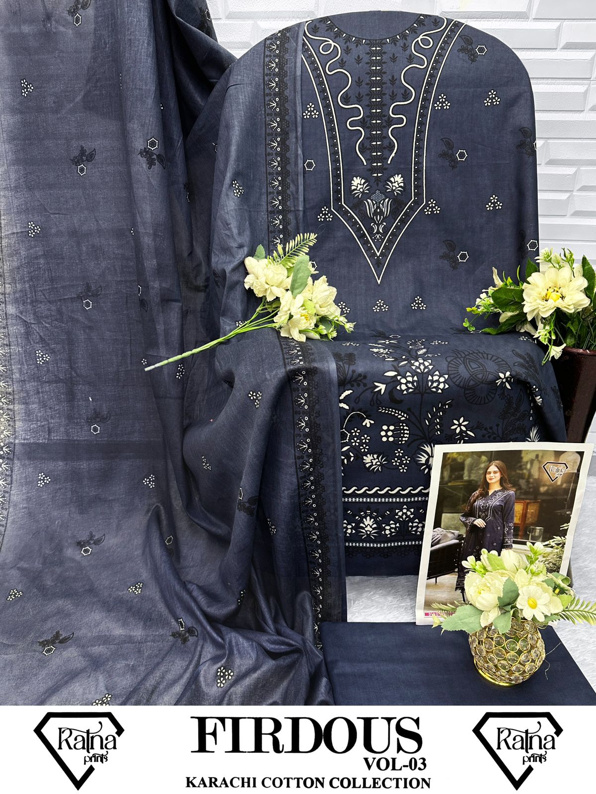 Firdous Vol 3 Ratna Prints Cotton Karachi Salwar Suits Wholesaler