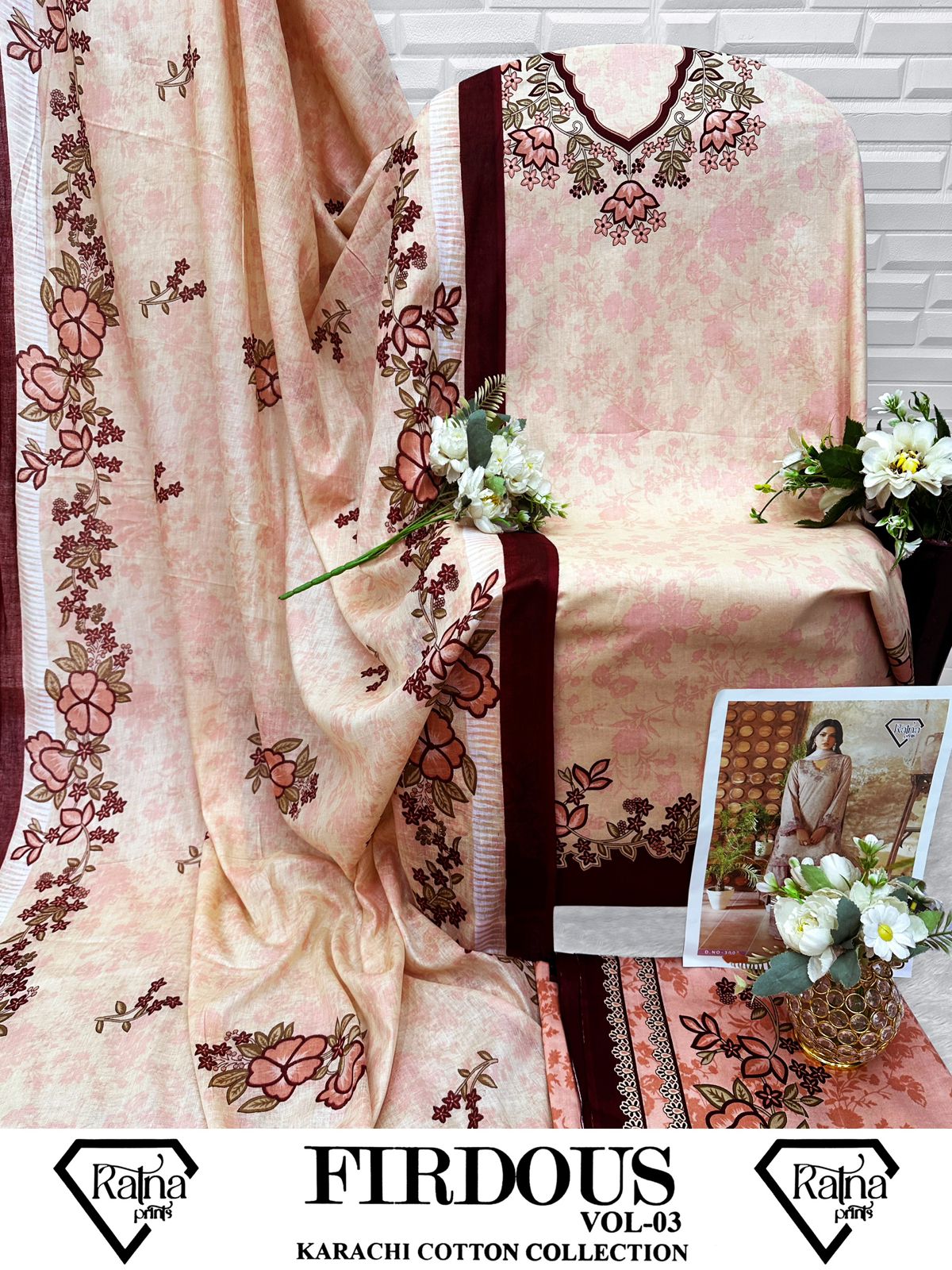 Firdous Vol 3 Ratna Prints Cotton Karachi Salwar Suits Wholesaler