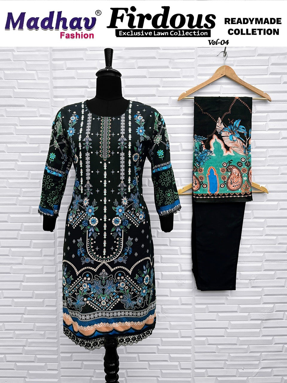 Firdous Vol 4 Madhav Fashion Lawn Cotton Karachi Readymade Suits Wholesaler Gujarat