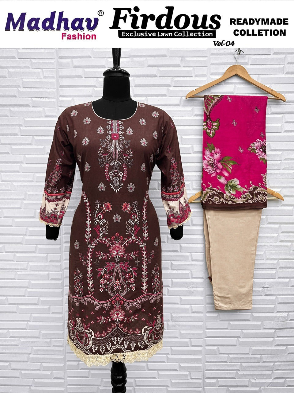 Firdous Vol 4 Madhav Fashion Lawn Cotton Karachi Readymade Suits Wholesaler Gujarat