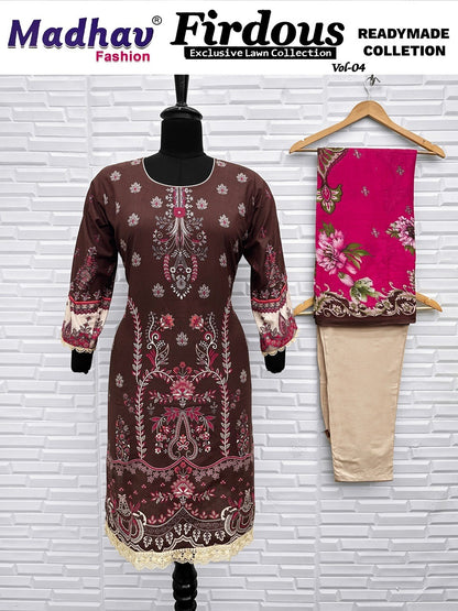 Firdous Vol 4 Madhav Fashion Lawn Cotton Karachi Readymade Suits Wholesaler Gujarat