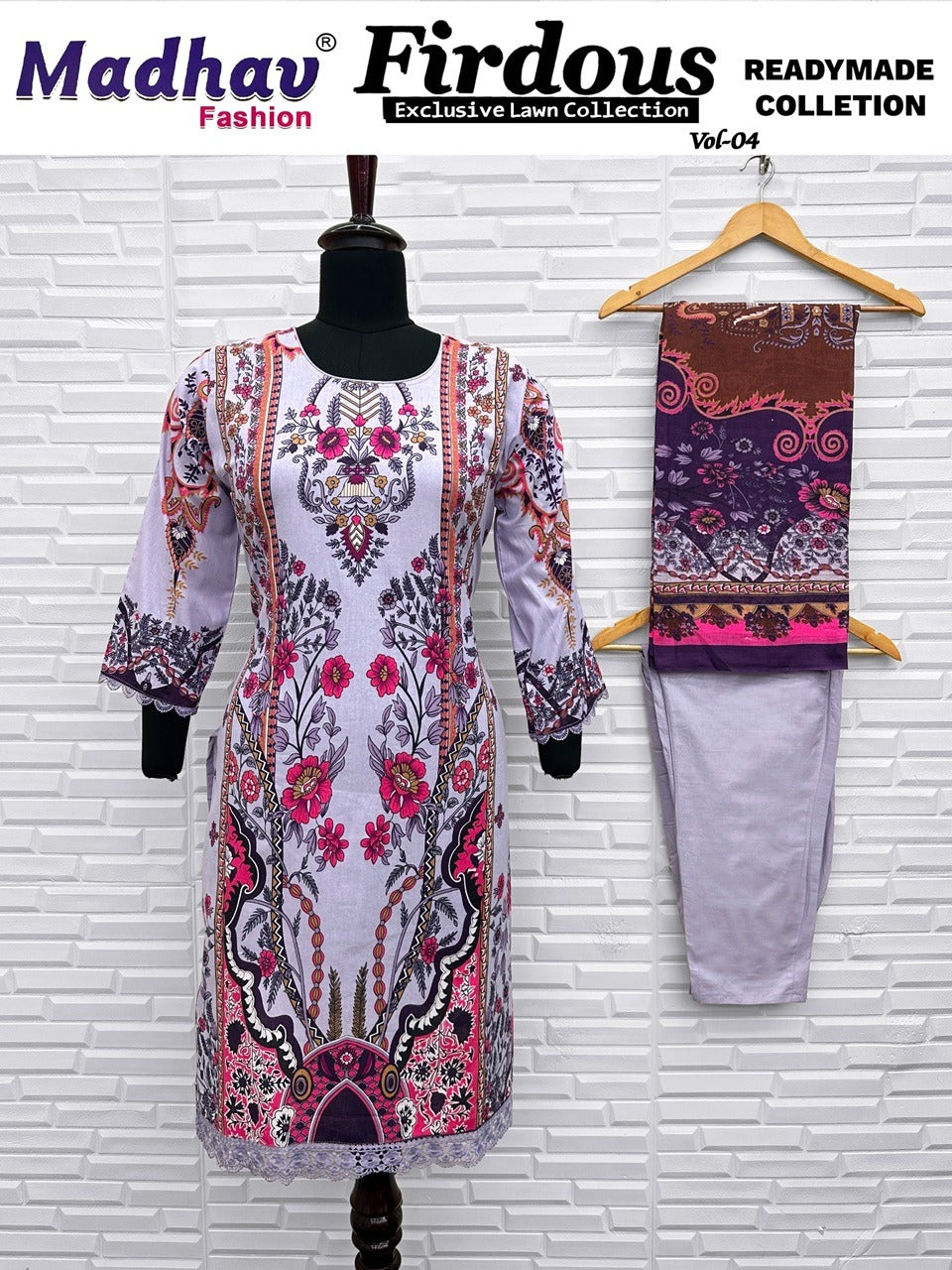 Firdous Vol 4 Madhav Fashion Lawn Cotton Karachi Readymade Suits Wholesaler Gujarat