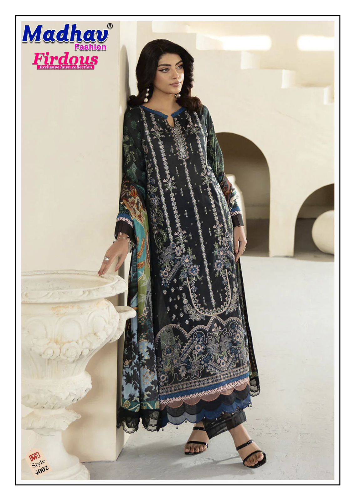 Firdous Vol 4 Madhav Fashion Lawn Cotton Karachi Salwar Suits Supplier