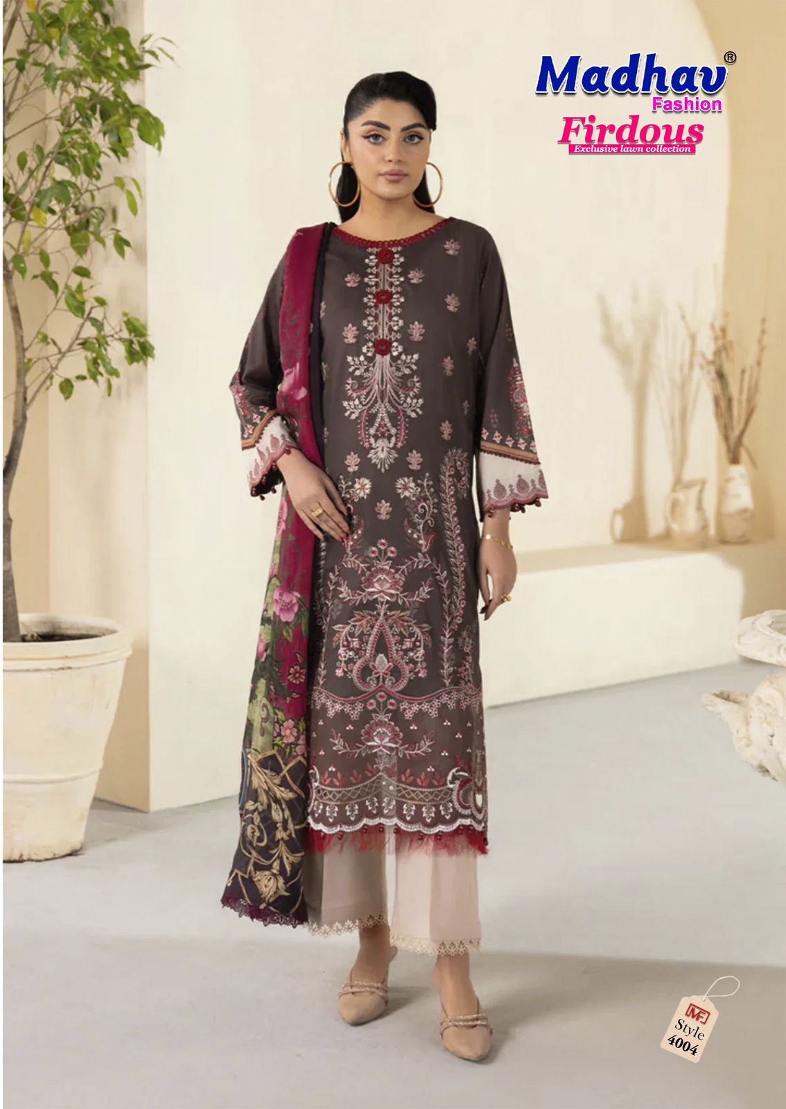 Firdous Vol 4 Madhav Fashion Lawn Cotton Karachi Salwar Suits Supplier