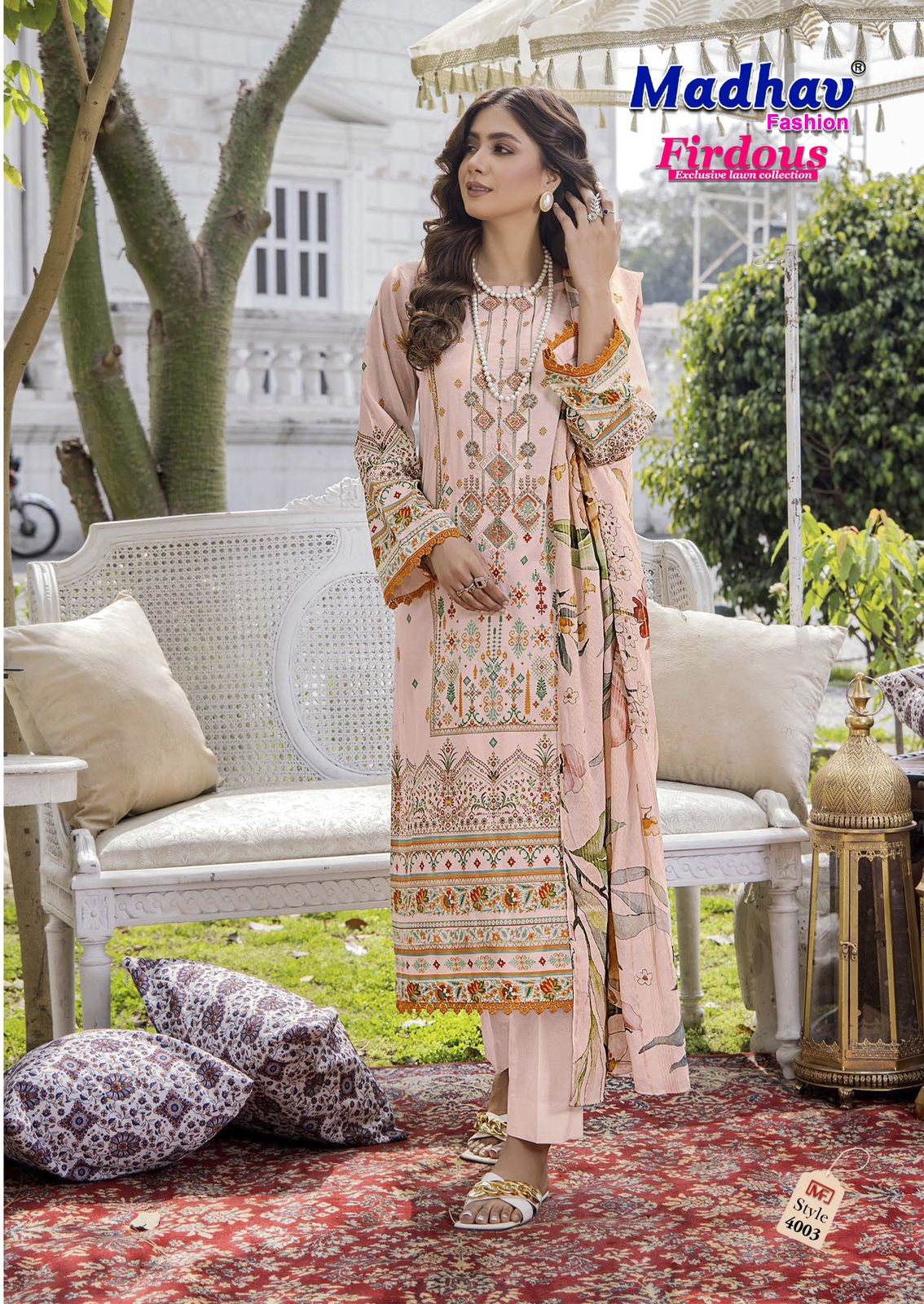 Firdous Vol 4 Madhav Fashion Lawn Cotton Karachi Salwar Suits Supplier