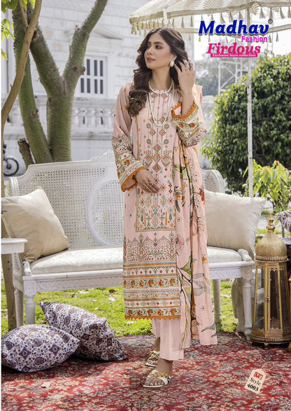 Firdous Vol 4 Madhav Fashion Lawn Cotton Karachi Salwar Suits Supplier