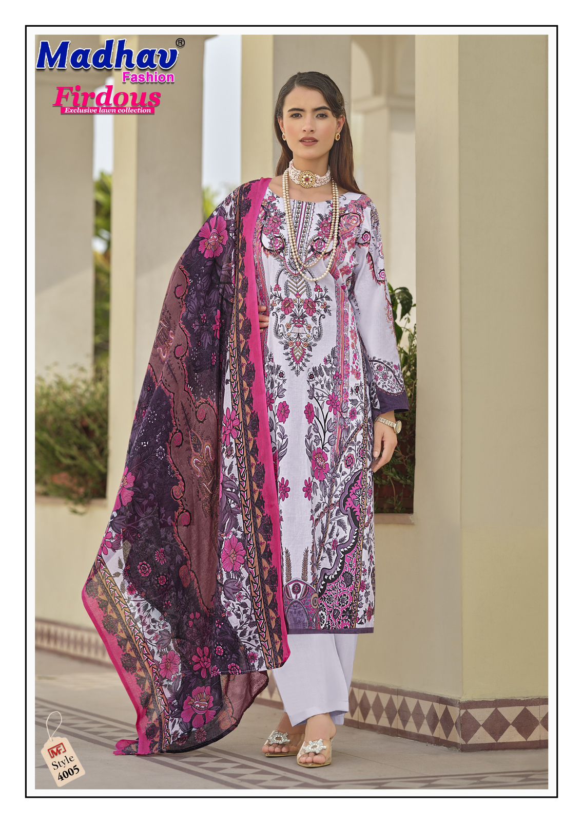 Firdous Vol 4 Madhav Fashion Lawn Cotton Karachi Salwar Suits Supplier