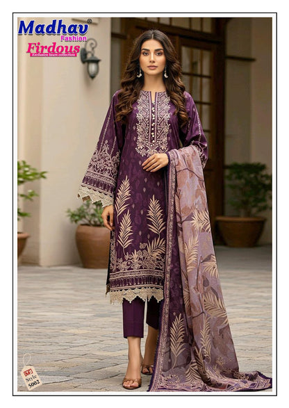 Firdous Vol 5 Madhav Fashion Lawn Cotton Karachi Salwar Suits Wholesale