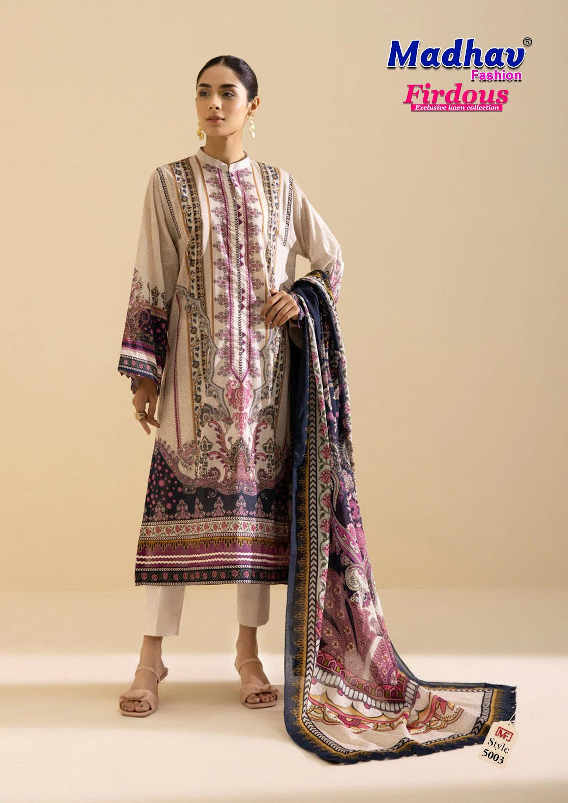 Firdous Vol 5 Madhav Fashion Lawn Cotton Karachi Salwar Suits Wholesale