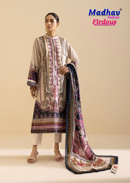 Firdous Vol 5 Madhav Fashion Lawn Cotton Karachi Salwar Suits Wholesale