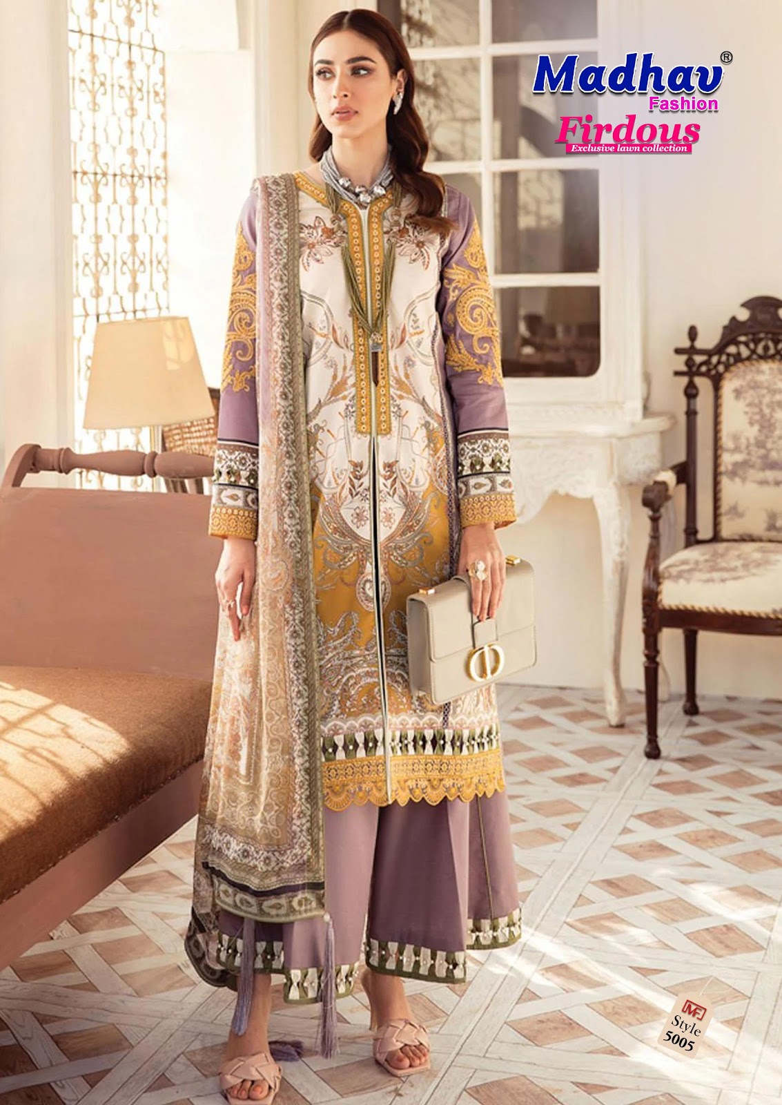 Firdous Vol 5 Madhav Fashion Lawn Cotton Karachi Salwar Suits Wholesale