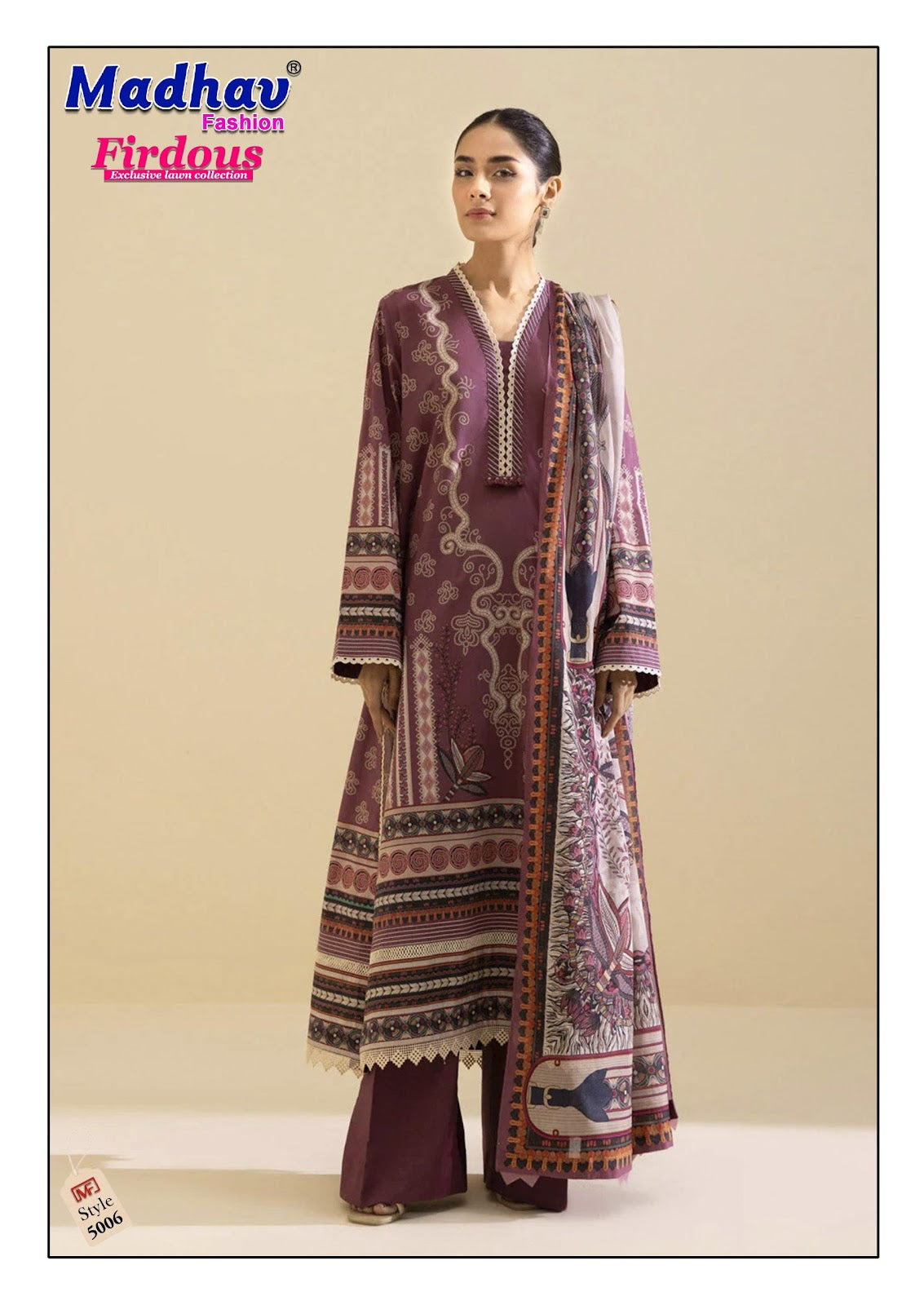 Firdous Vol 5 Madhav Fashion Lawn Cotton Karachi Salwar Suits Wholesale