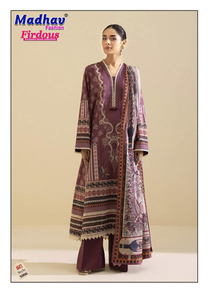 Firdous Vol 5 Madhav Fashion Lawn Cotton Karachi Salwar Suits Wholesale