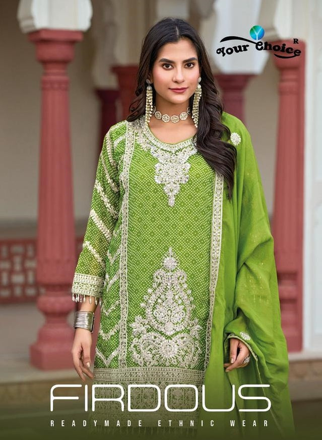 Firdous Your Choice Chinon Pakistani Readymade Suits Supplier Ahmedabad
