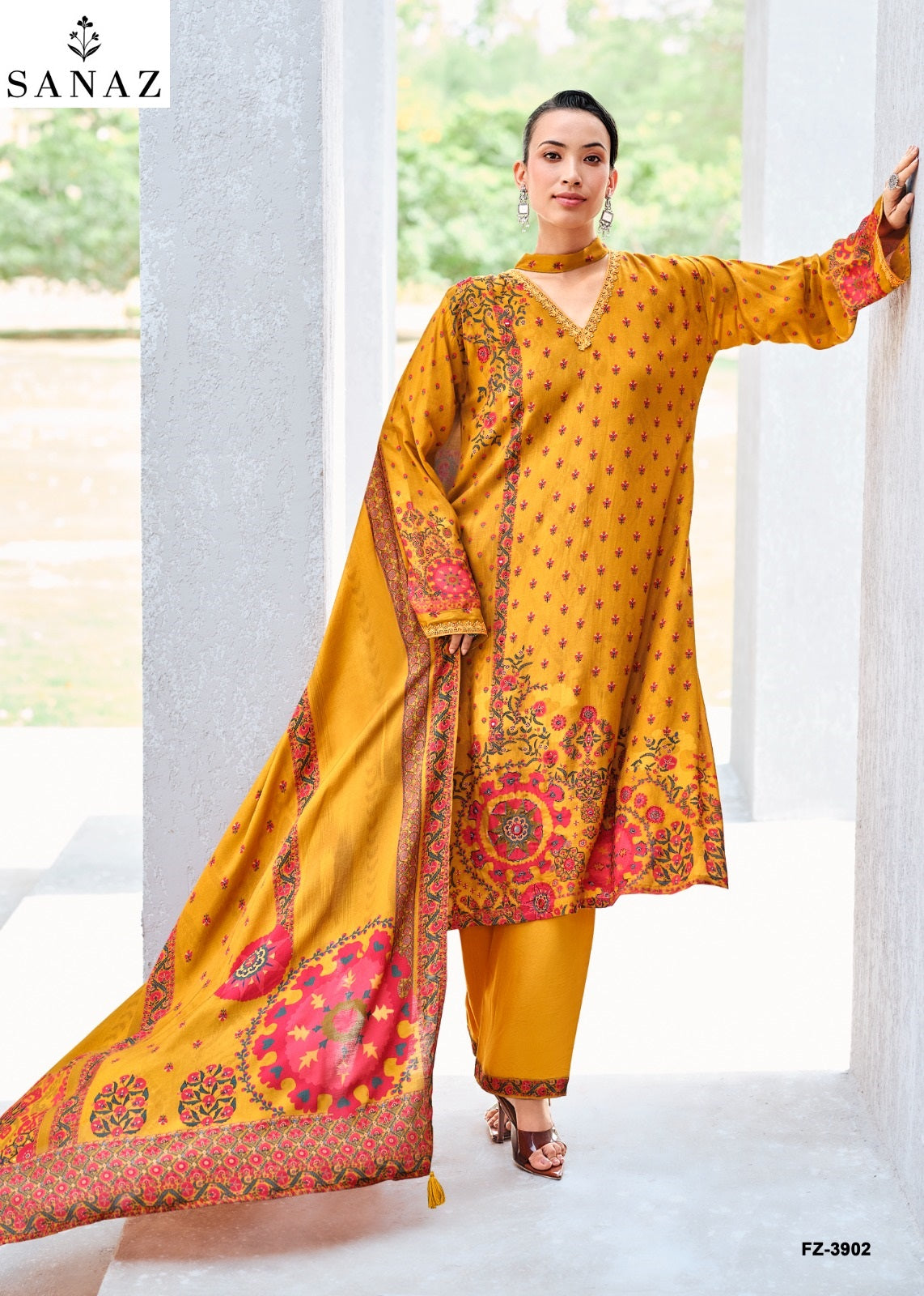 Firoza Sanaz Viscose Muslin Pant Style Suits Exporter Gujarat