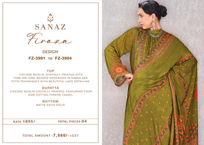 Firoza Sanaz Viscose Muslin Pant Style Suits Exporter Gujarat