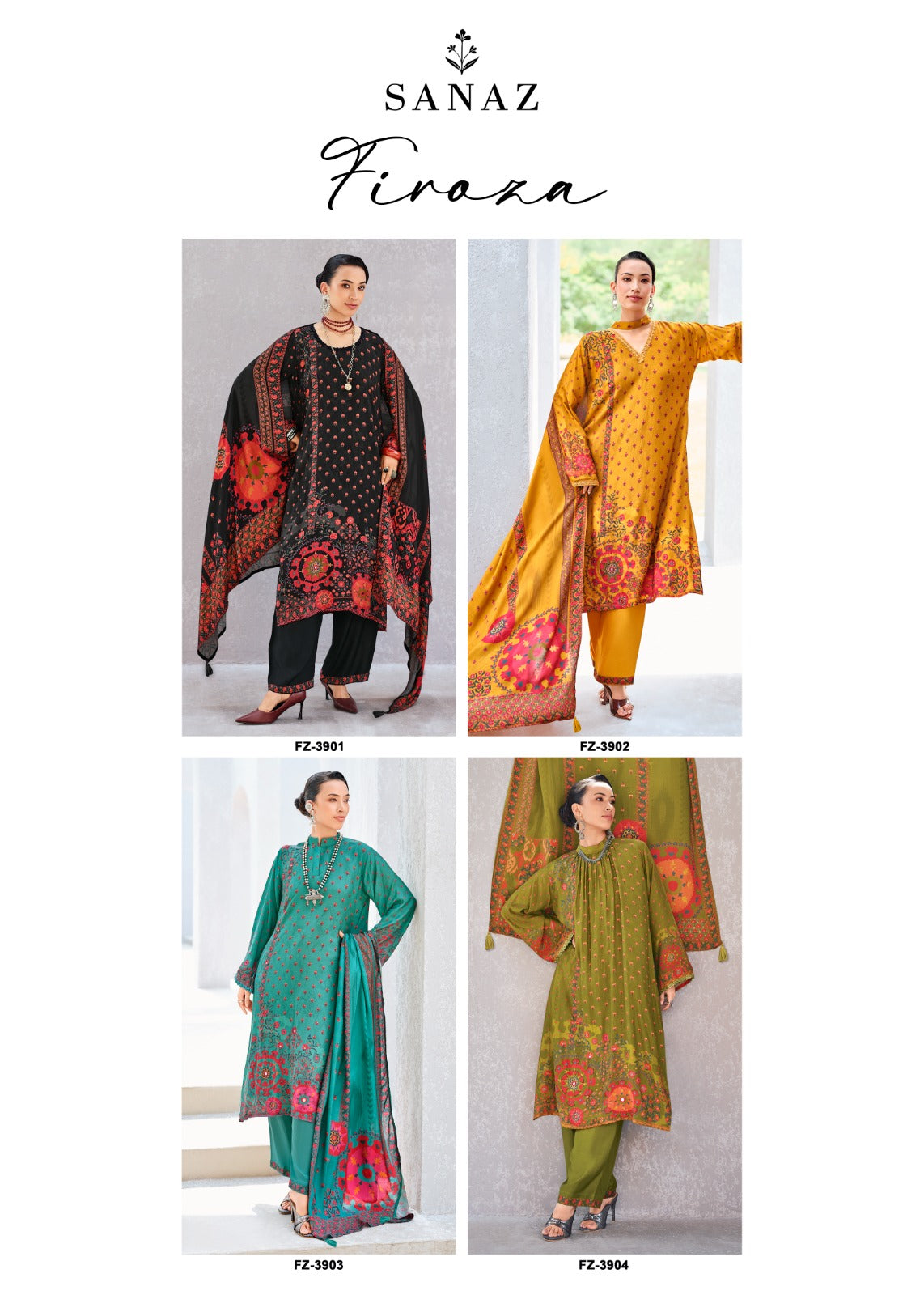 Firoza Sanaz Viscose Muslin Pant Style Suits Exporter Gujarat