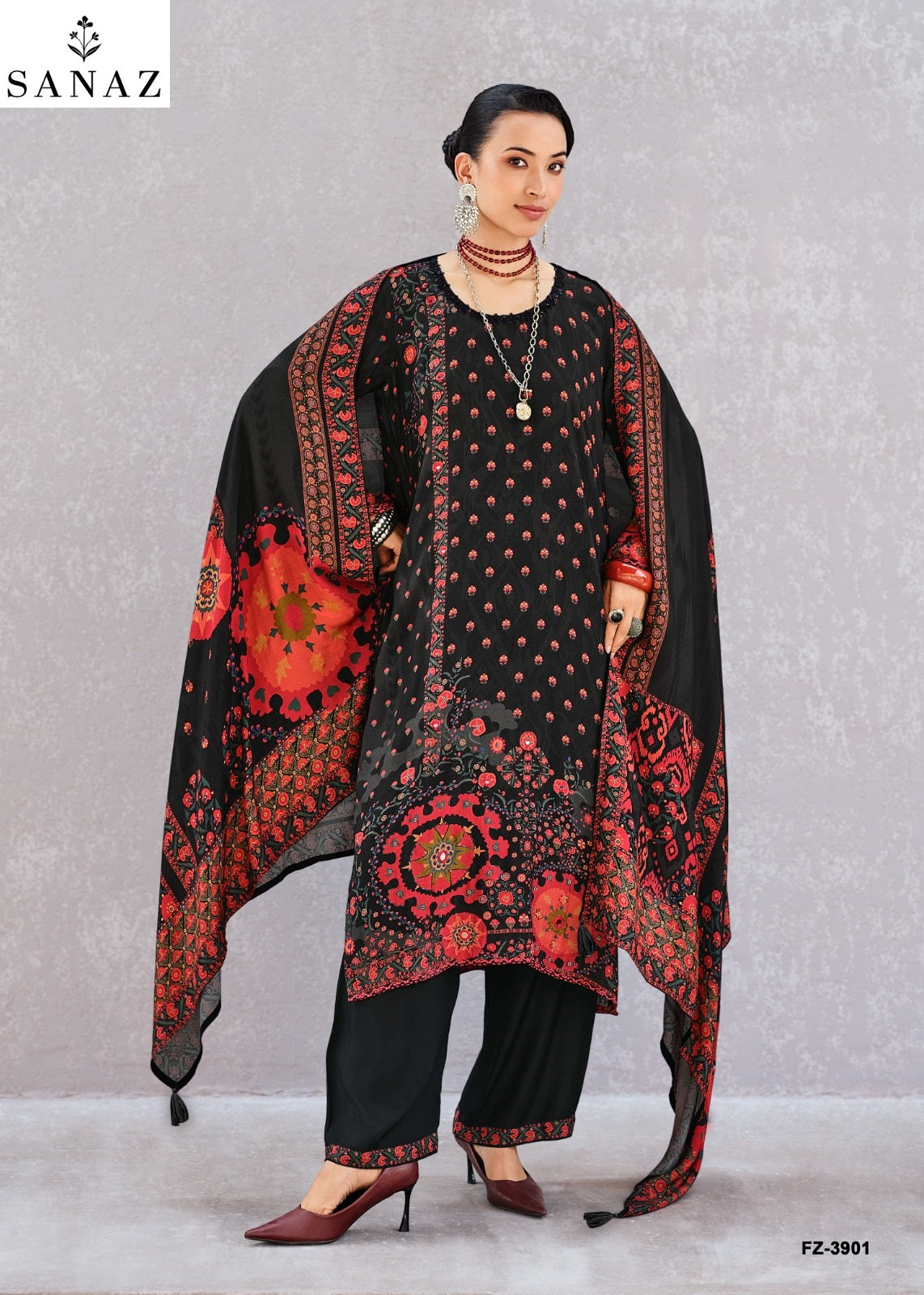 Firoza Sanaz Viscose Muslin Pant Style Suits Exporter Gujarat