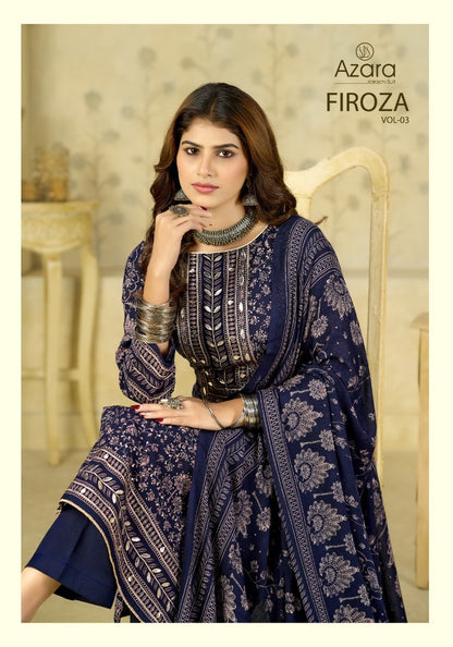 Firoza Vol 3 Radhika Fashion Azara Viscose Reyon Karachi Salwar Suits Wholesale Price