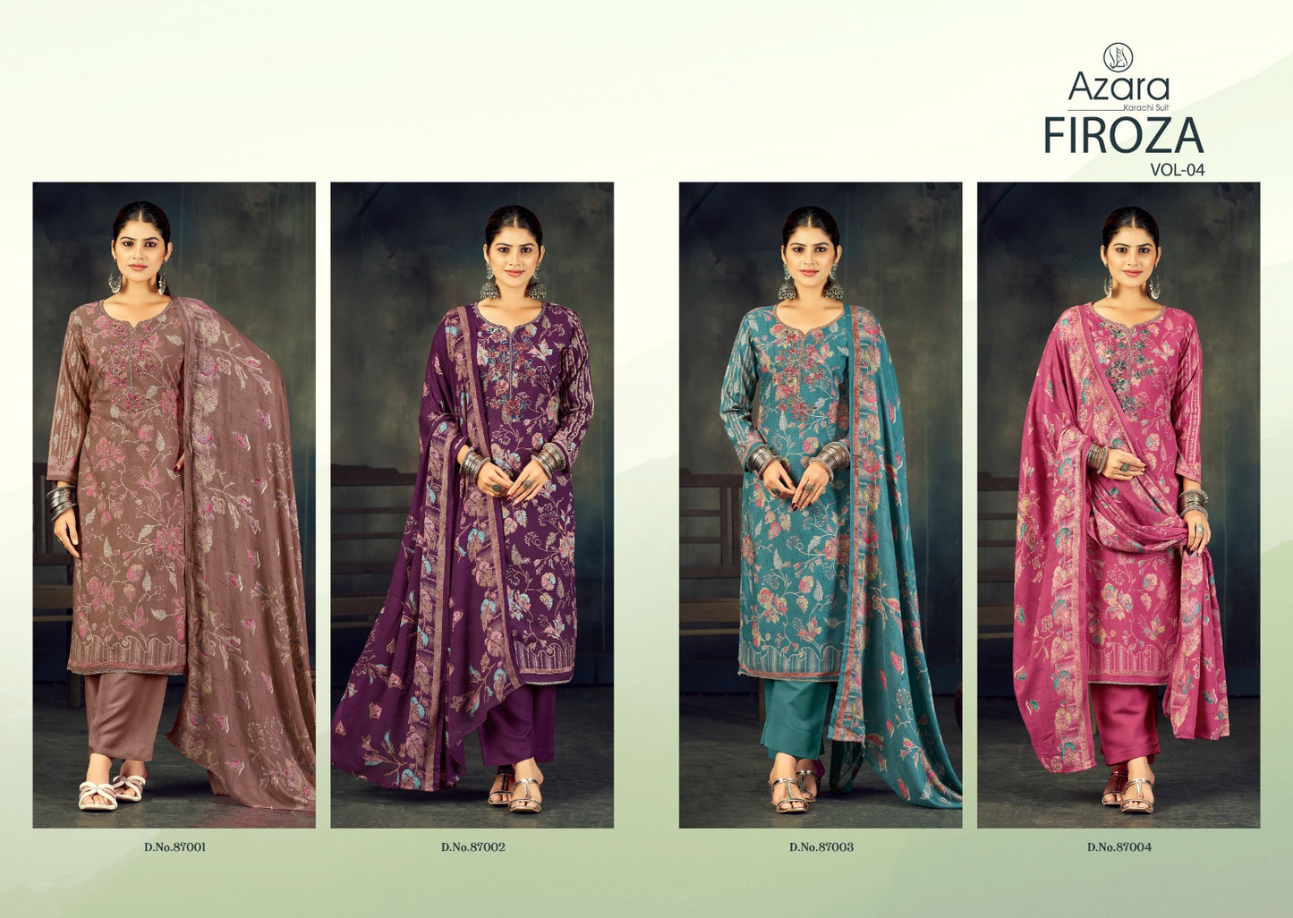 Firoza Vol 4 Radhika Fashion Azara Viscose Reyon Karachi Salwar Suits Wholesale Price