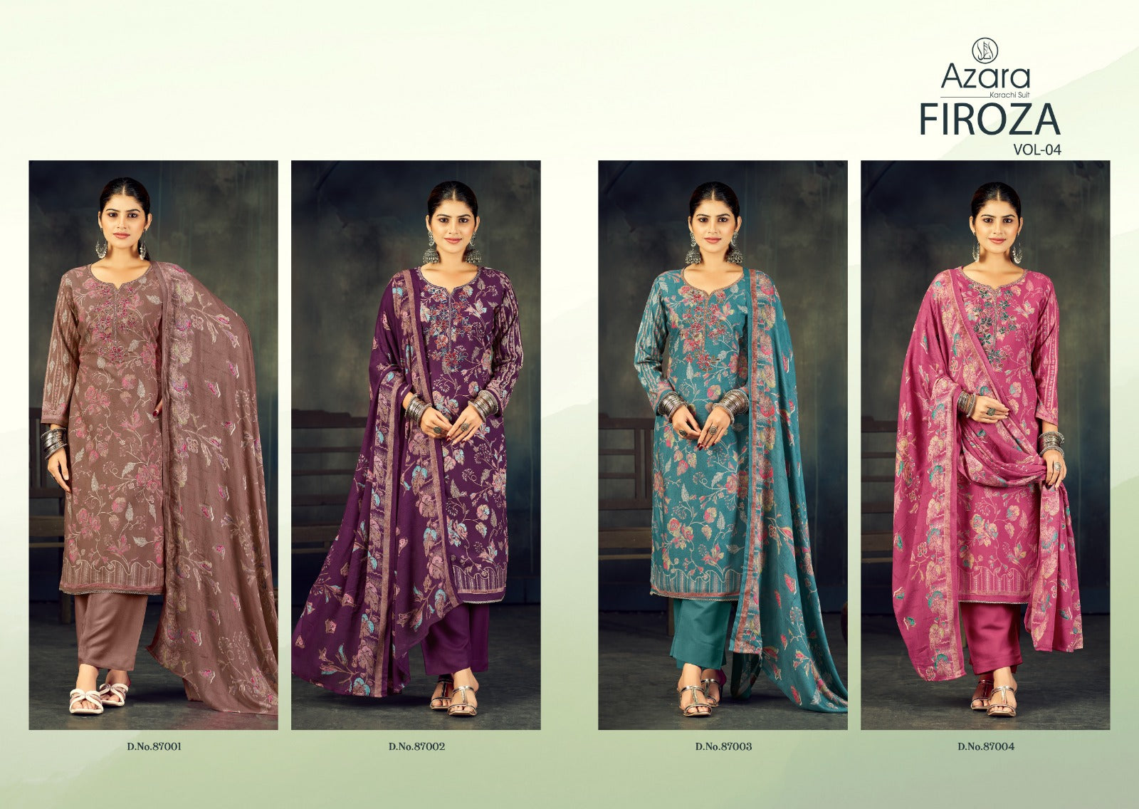 Firoza Vol 4 Radhika Fashion Azara Viscose Reyon Karachi Salwar Suits Wholesale Price