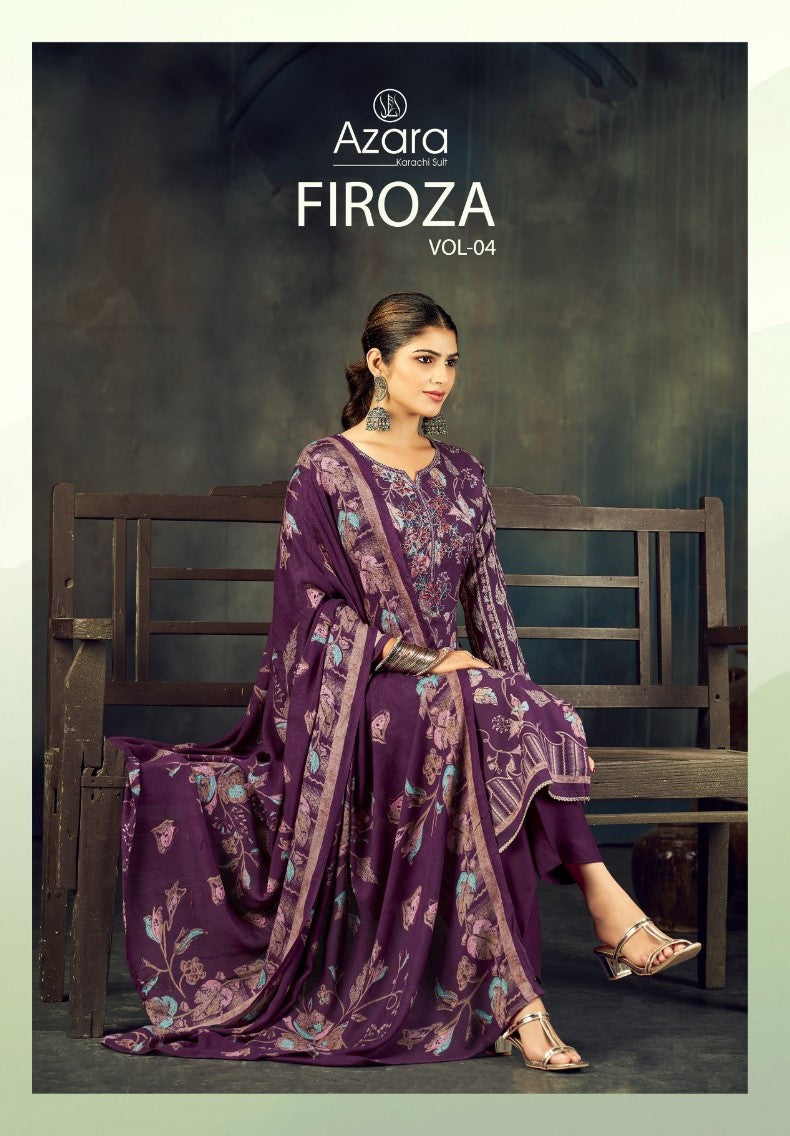 Firoza Vol 4 Radhika Fashion Azara Viscose Reyon Karachi Salwar Suits Wholesale Price