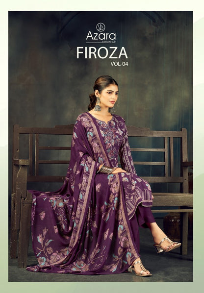 Firoza Vol 4 Radhika Fashion Azara Viscose Reyon Karachi Salwar Suits Wholesale Price
