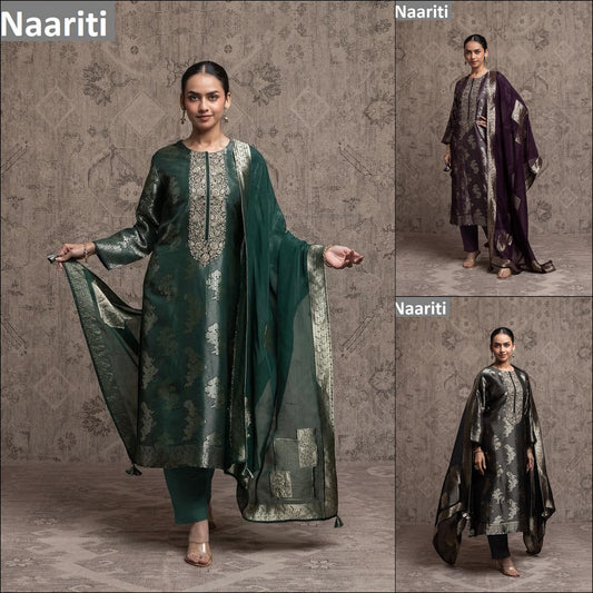 Firzit 2913 Naariti Silk Jacquard Pant Style Suits Supplier