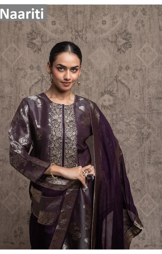 Firzit 2913 Naariti Silk Jacquard Pant Style Suits Supplier