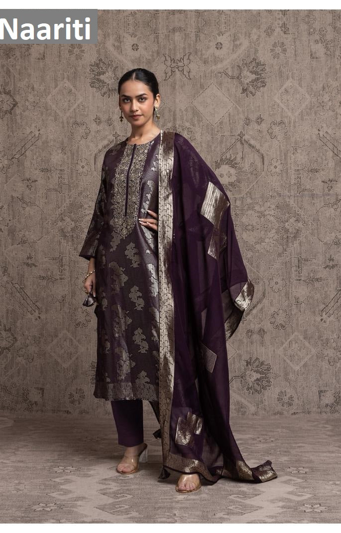 Firzit 2913 Naariti Silk Jacquard Pant Style Suits Supplier