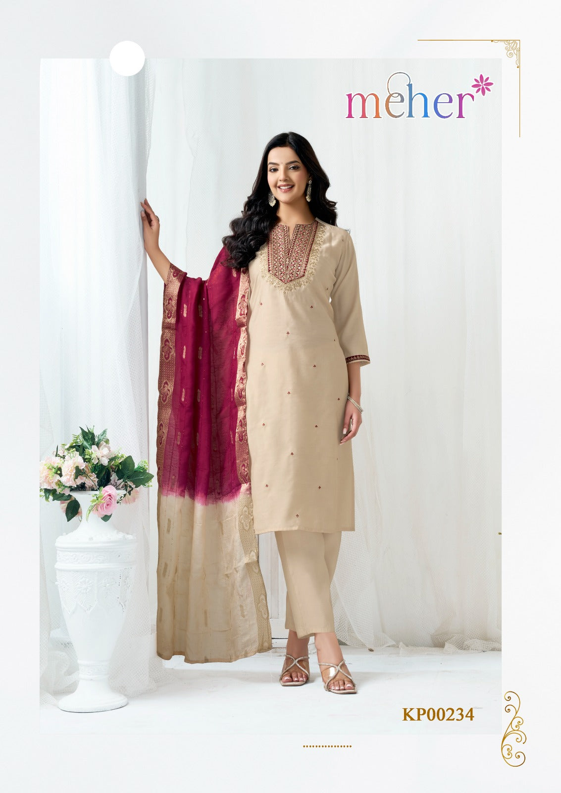 Fitoor Meher Roman Silk Readymade Pant Style Suits Exporter Ahmedabad