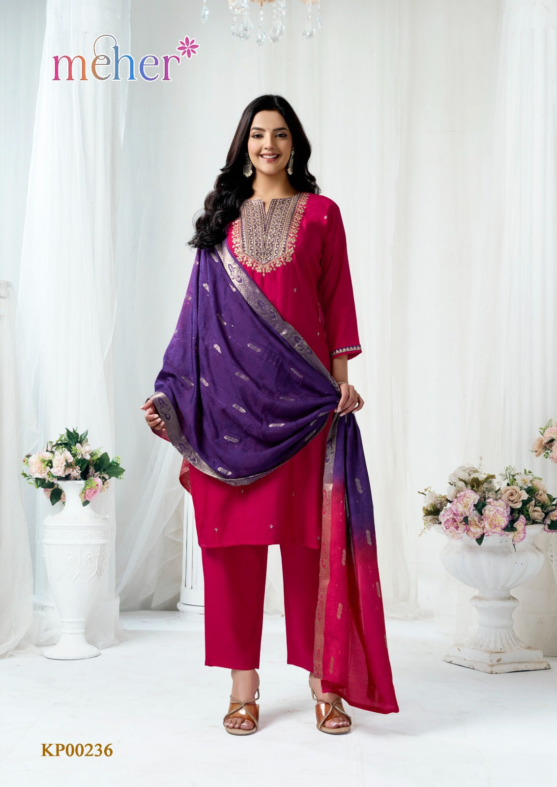 Fitoor Meher Roman Silk Readymade Pant Style Suits Exporter Ahmedabad