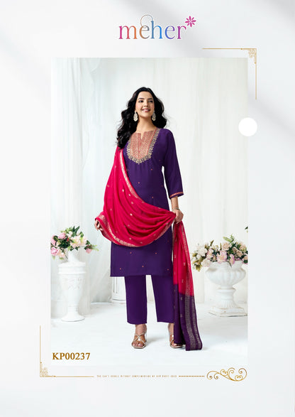 Fitoor Meher Roman Silk Readymade Pant Style Suits Exporter Ahmedabad