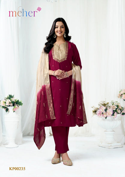 Fitoor Meher Roman Silk Readymade Pant Style Suits Exporter Ahmedabad