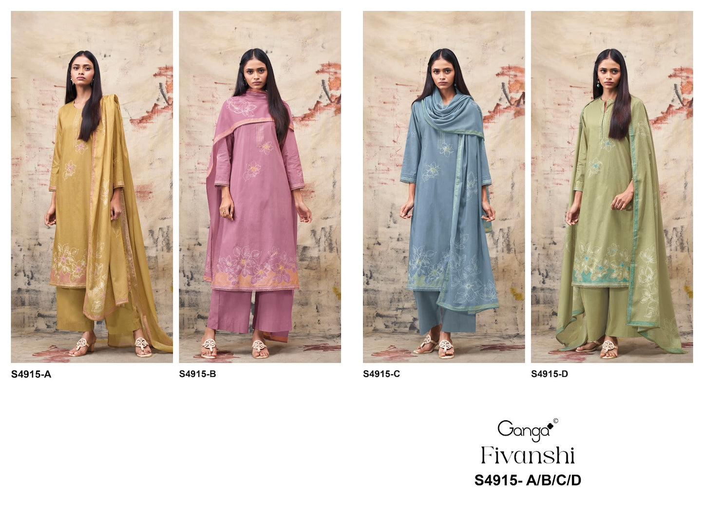 Fivanshi S4915 Ganga Cotton Plazzo Style Suits Exporter India