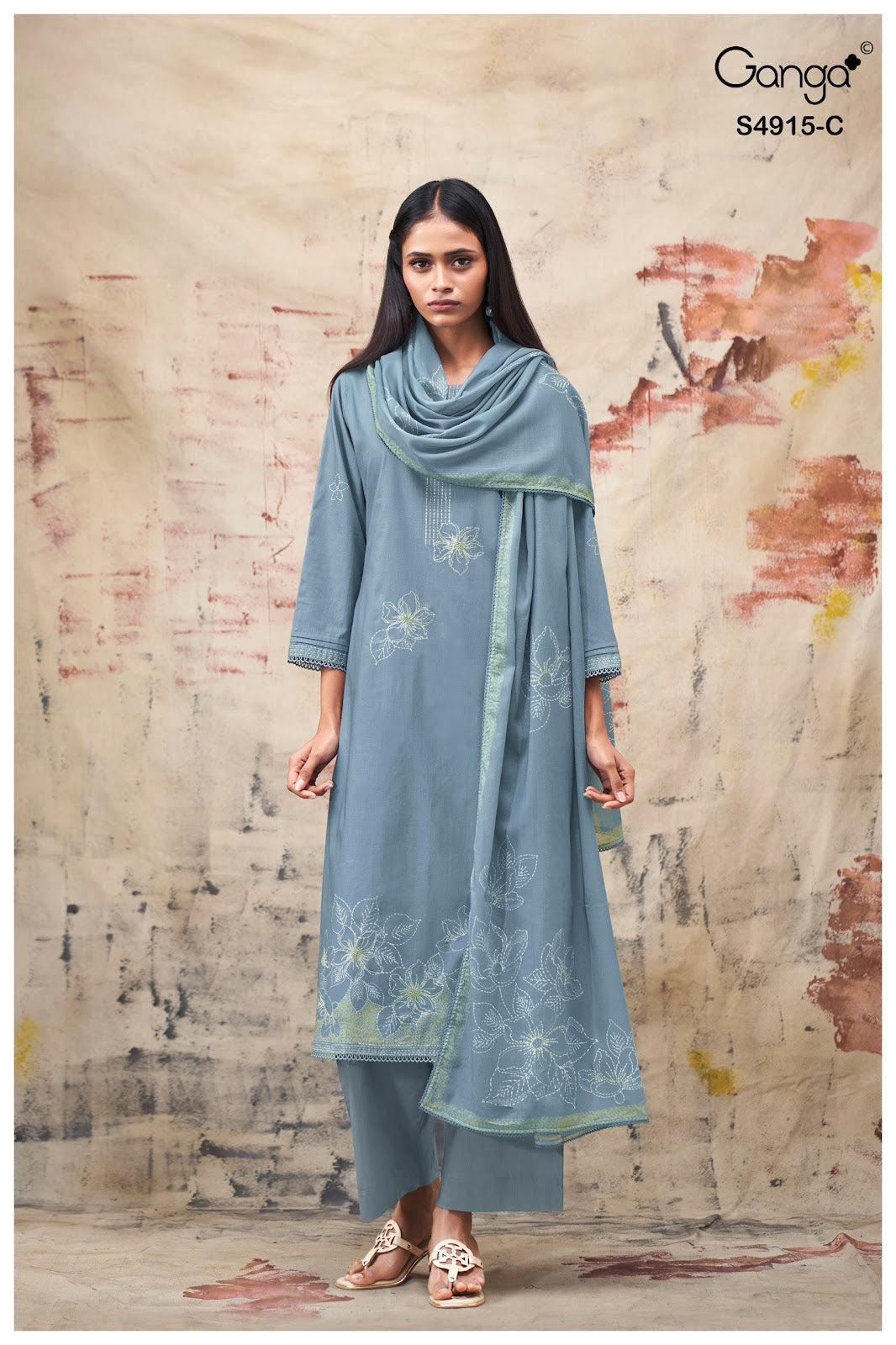 Fivanshi S4915 Ganga Cotton Plazzo Style Suits Exporter India