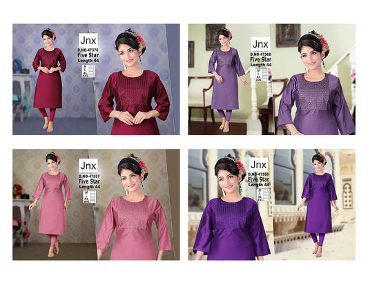 Five Star Jnx Straight Cut Kurtis Supplier Gujarat