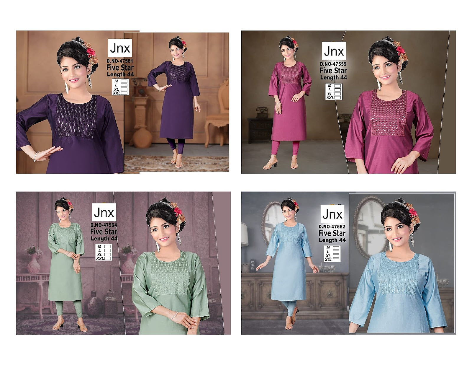 Five Star Jnx Straight Cut Kurtis Supplier Gujarat