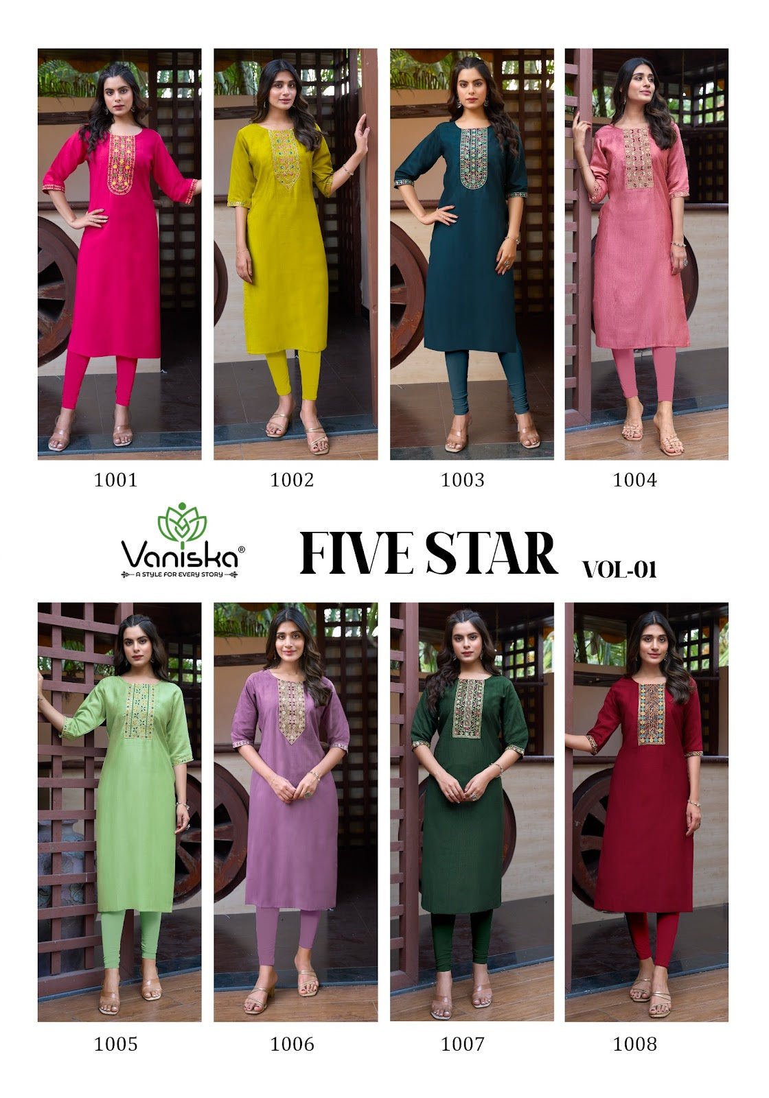 Five Star Vol 1 Vaniska Vetican Silk Straight Cut Kurtis Wholesaler India