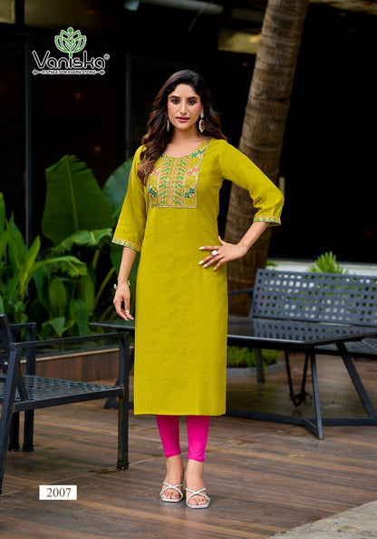 Five Star Vol 2 Vaniska Vatican Silk Long Straight Kurti Wholesaler Ahmedabad
